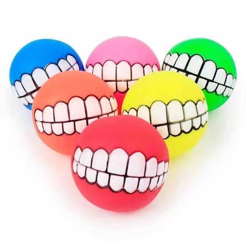 Rubber Squeaky Dog Toy Bite Resistant Chew Ball for Puppies