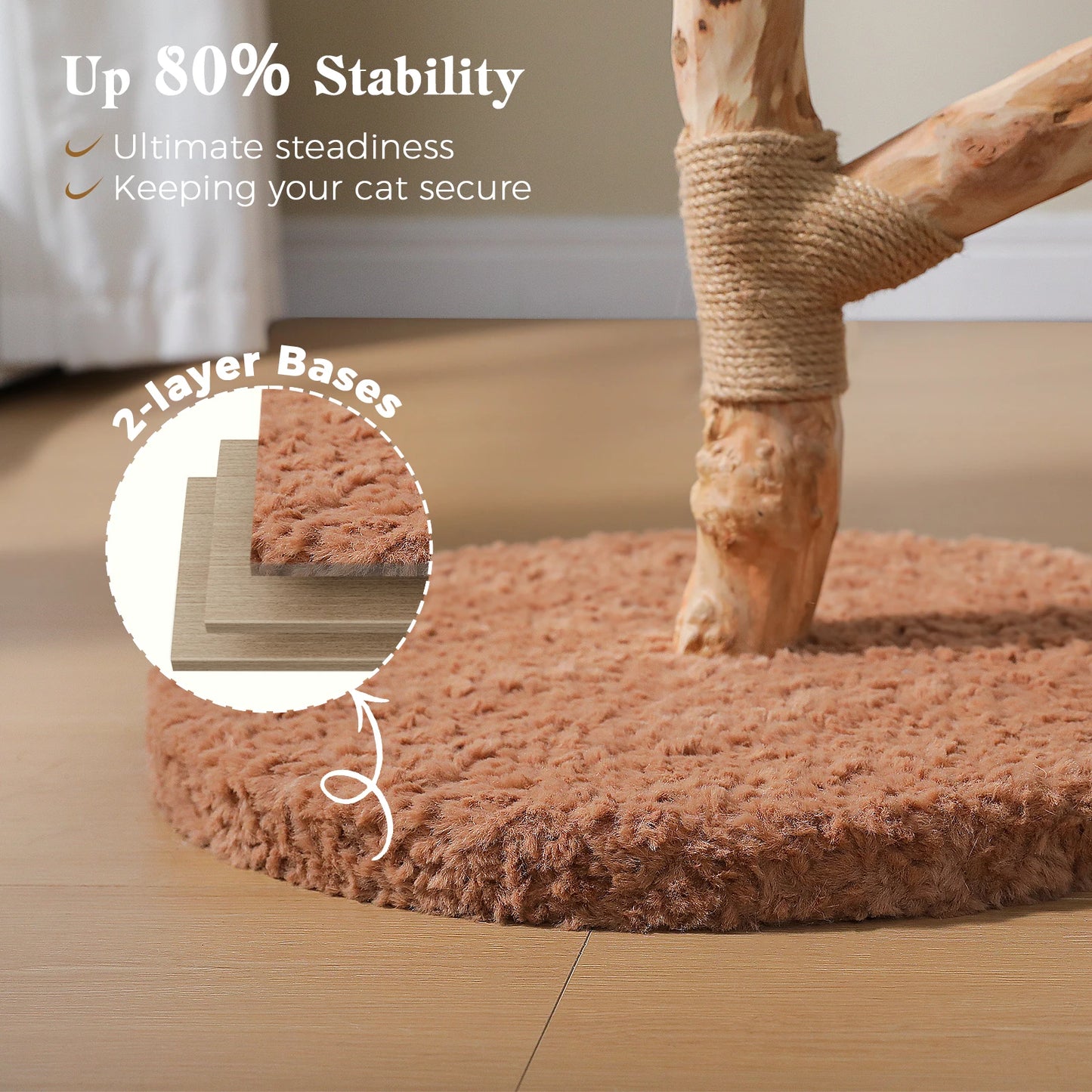 PAWZ Road Wood Cat Tree With Wicker Basket Bed and Sisal Posts