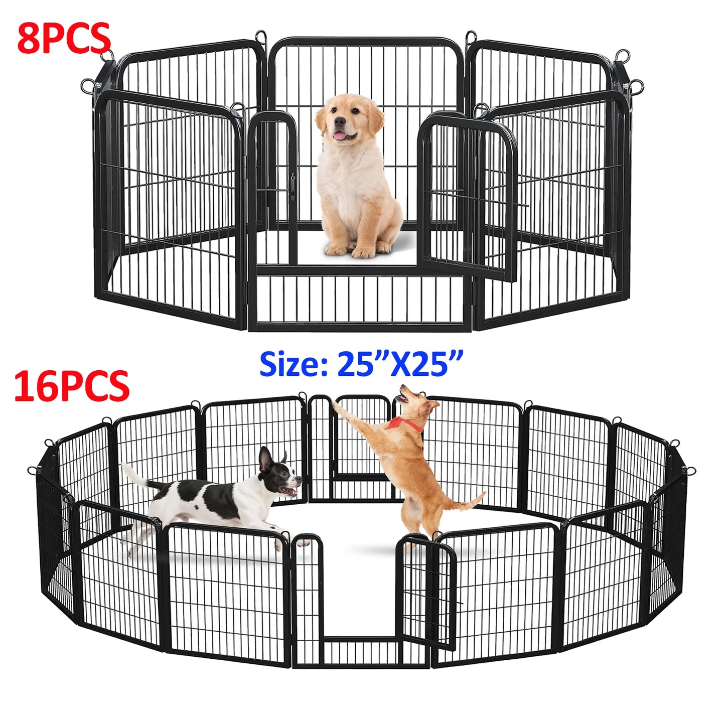 Dog Playpen With Door Foldable Metal Pet Fence For Yard