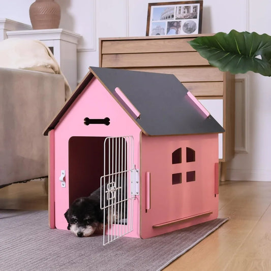 High-concerned Wooden Indoor Dog House For Pets With Roof