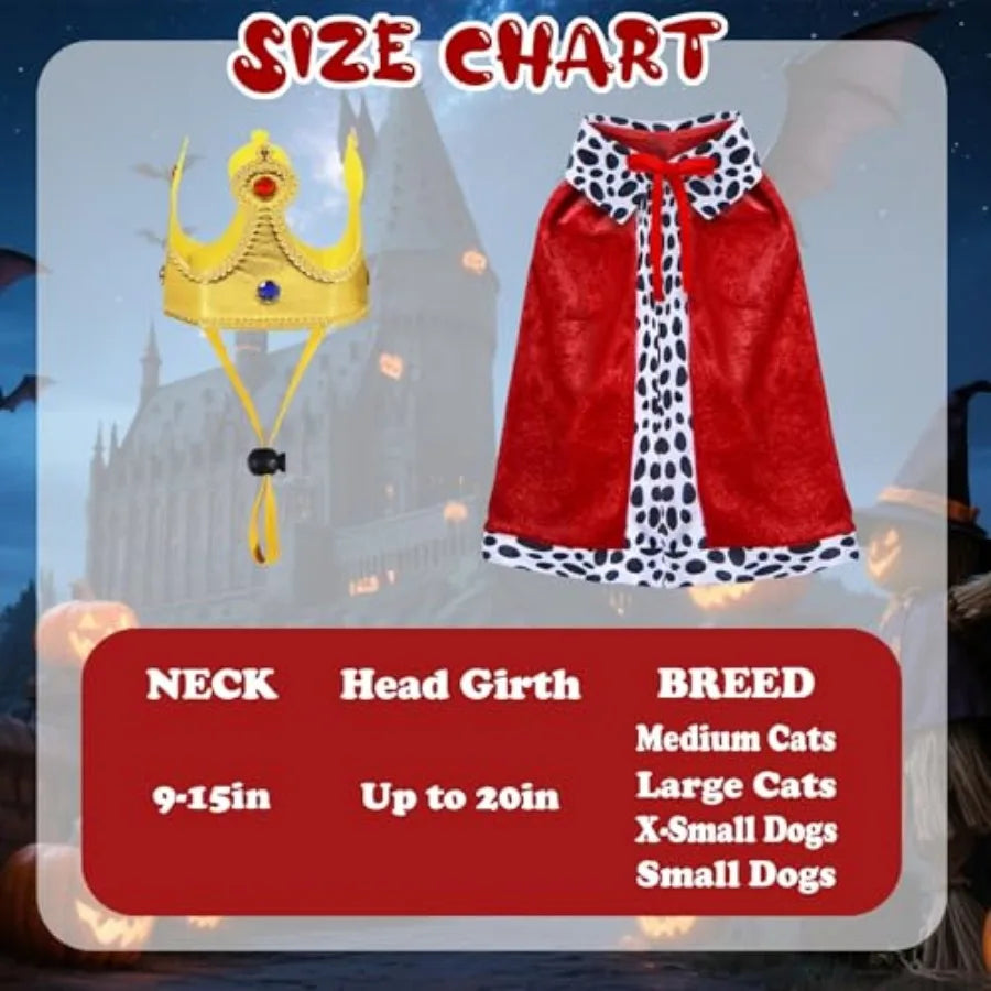 Cat King Costume With Velvet Cloak And Golden Crown Set