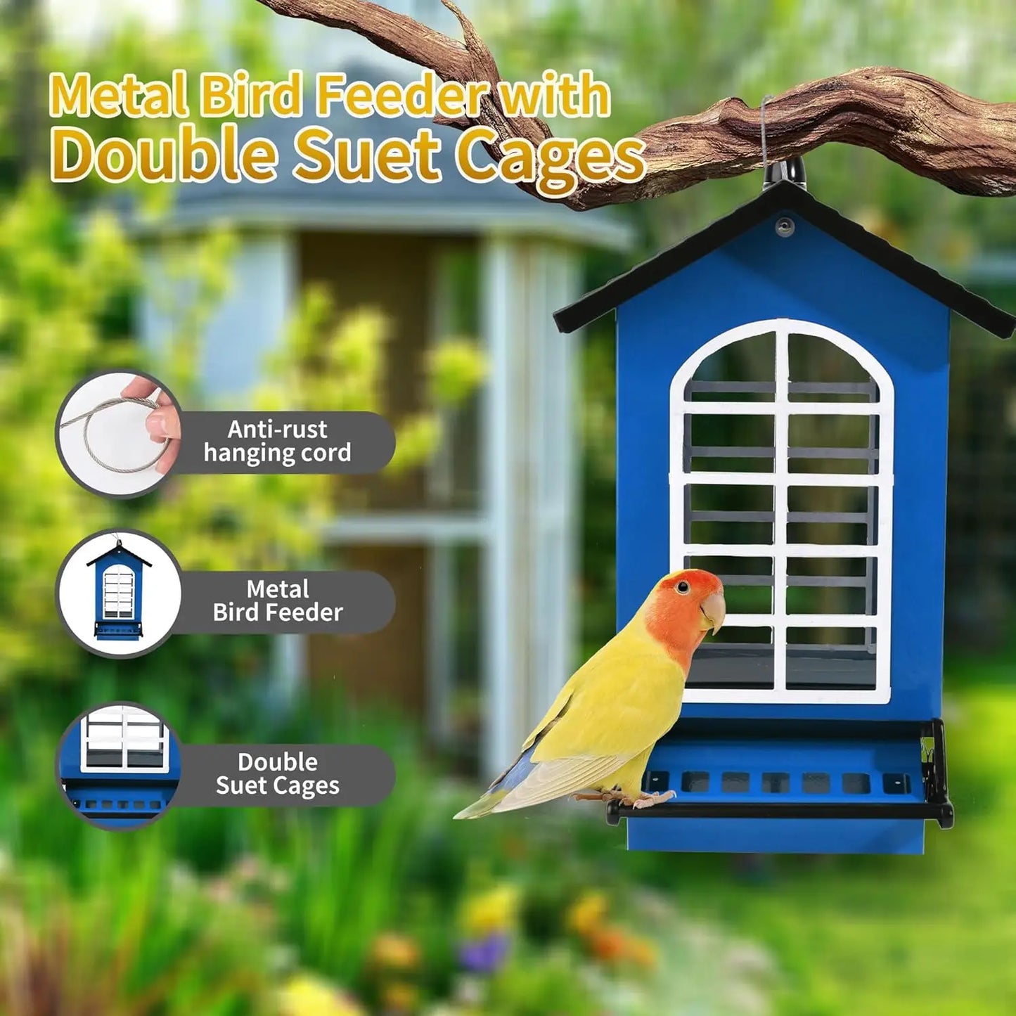 Squirrel Proof Metal Hanging Bird Feeder With Weight-Activated Perches