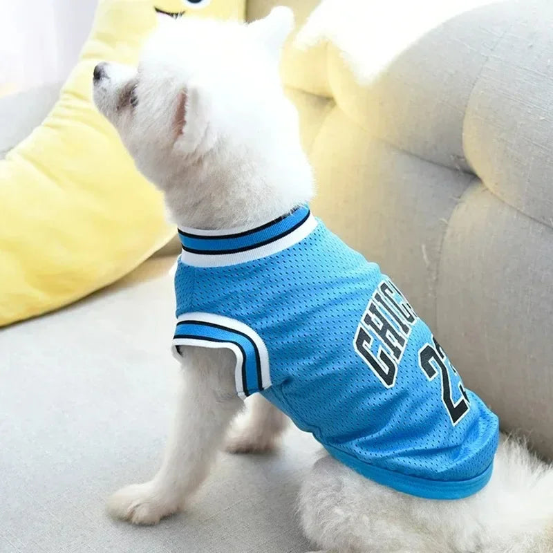 Dog Basketball Jersey Summer Pet Clothes Mesh Breathable Vest