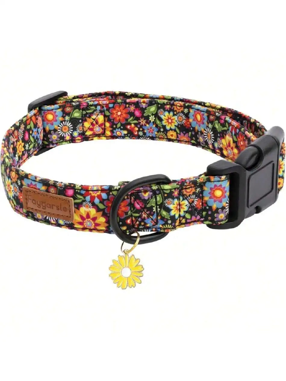 Floral Dog Collar With Flower Design For Girls Female Dogs