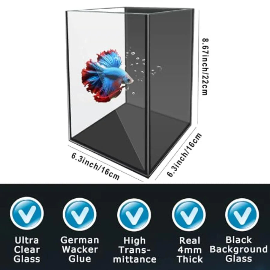 Glass Betta Aquarium Starter Kit With LED Light And Filter