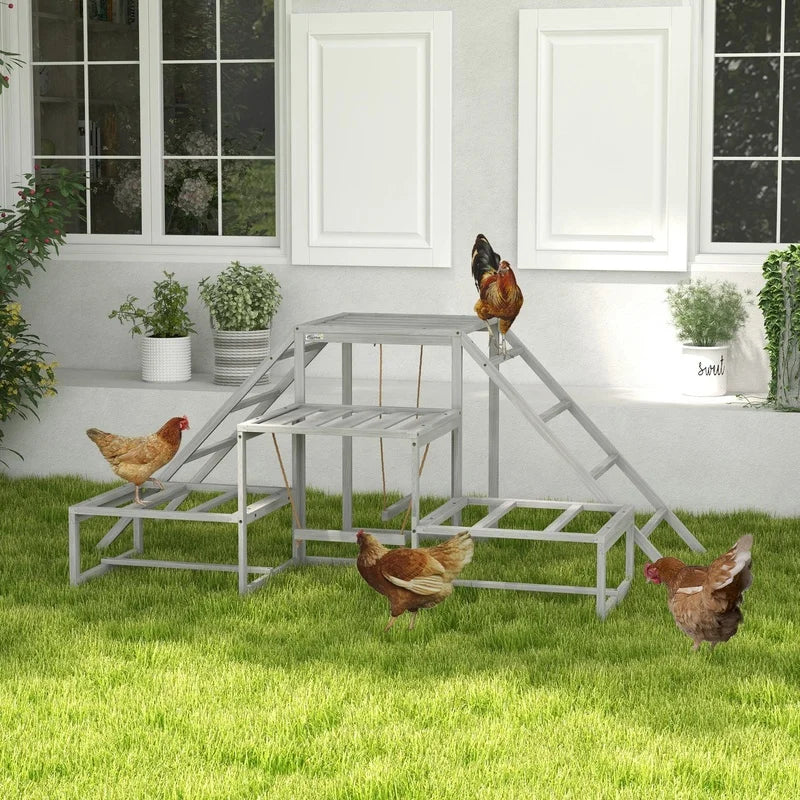 Chicken Coop Swing Set With Perches Ladder Platforms for 10 to 15 Chickens