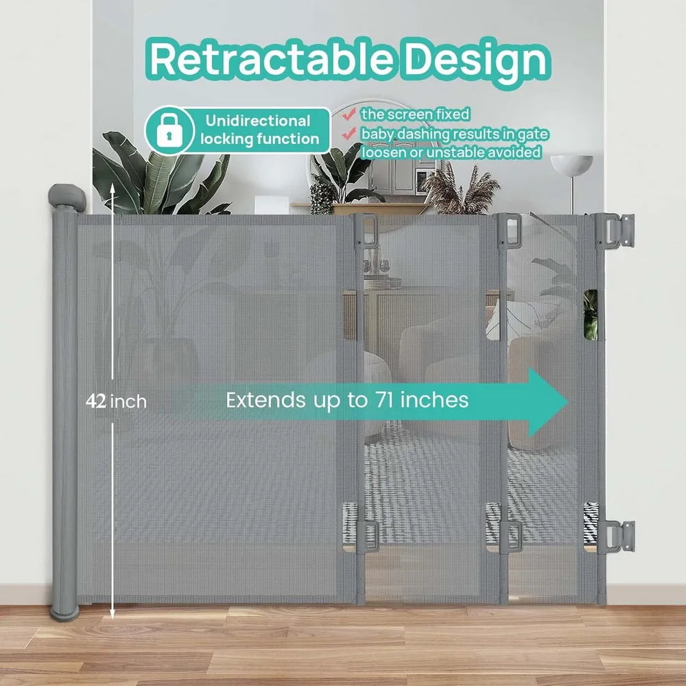 Retractable Baby Safe Doorways Gate For Doorways And Stairs