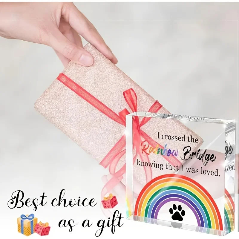 2D Flat Acrylic Pet Memorial Gift Rainbow Bridge Paw Print
