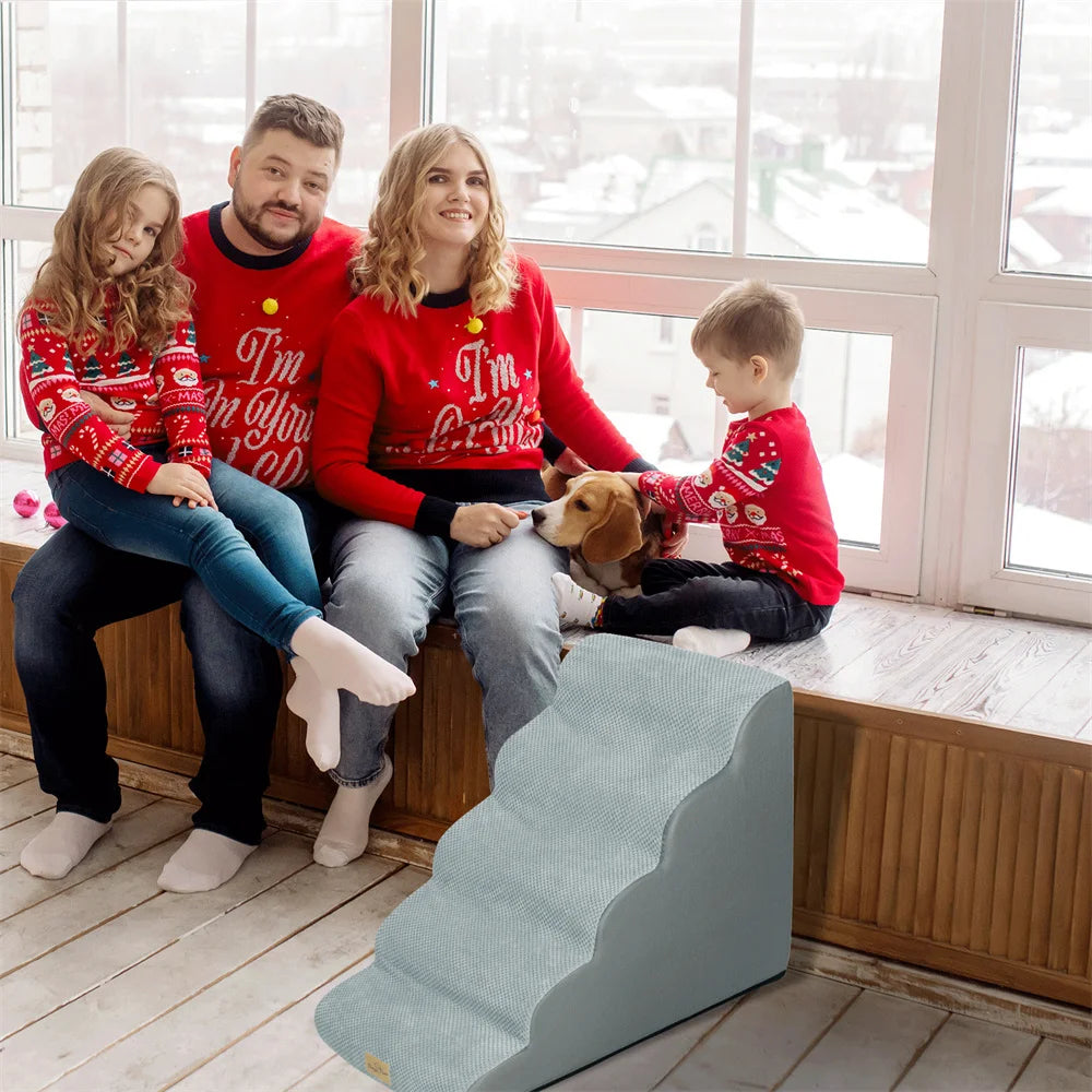 Dog Door 5 Step Ramp for Pets High Beds and Sofas Removable Washable Cover