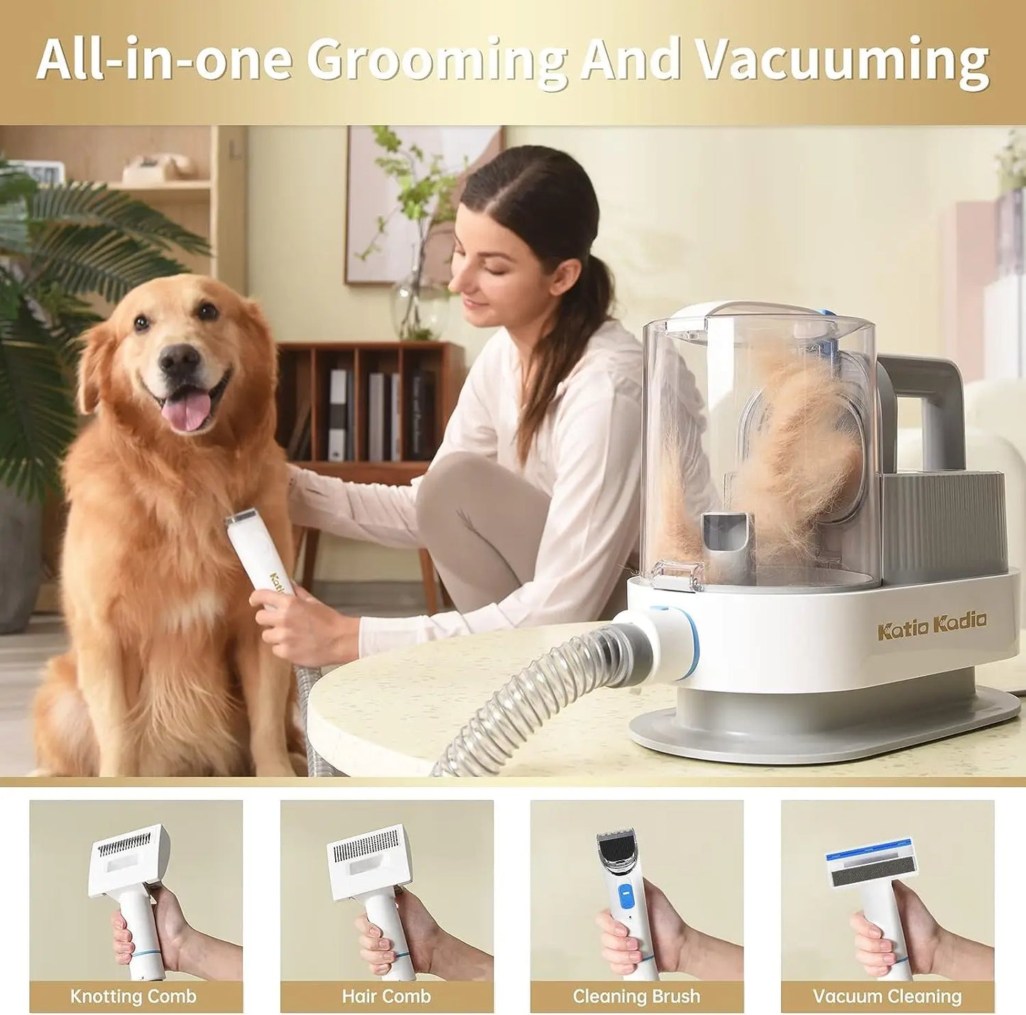 AUKYGGU Pet Grooming Kit 5In1 With Low Noise Vacuum