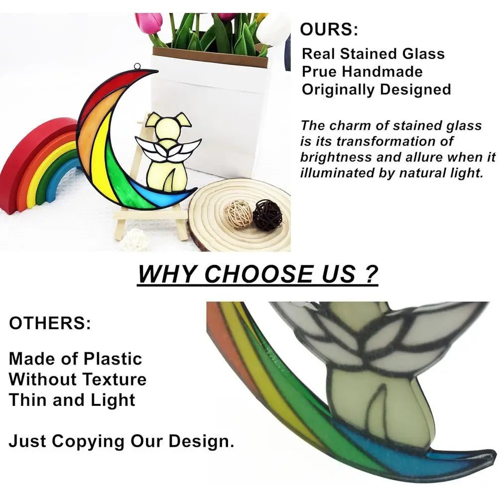 Stained Glass Rainbow Bridge Dog Memorial Suncatcher