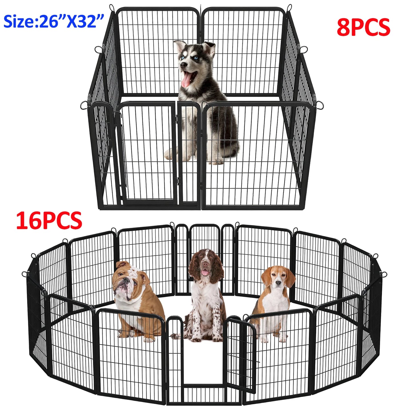 Dog Playpen With Door Foldable Metal Pet Fence For Yard