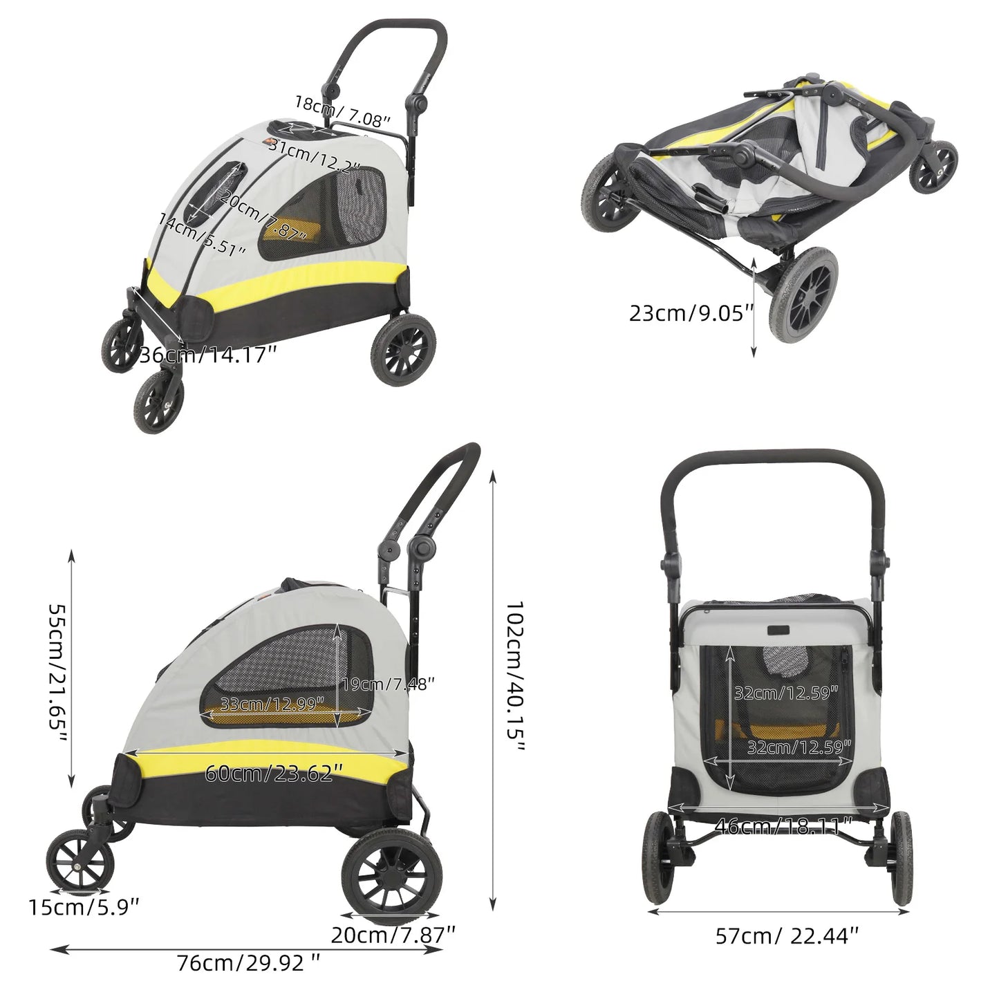 Dog Stroller Pet Jogger Wagon Foldable Travel Carrier