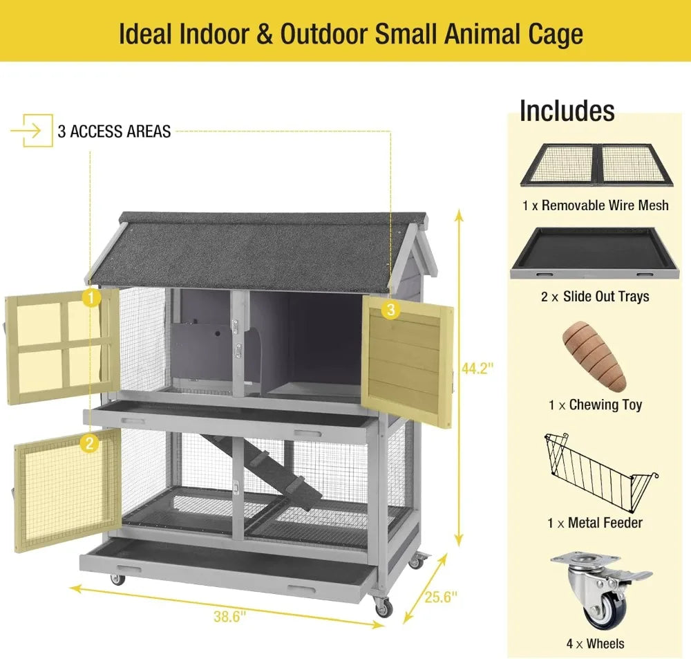 High Concerned Rabbit Hutch Indoor Outdoor Waterproof Cage