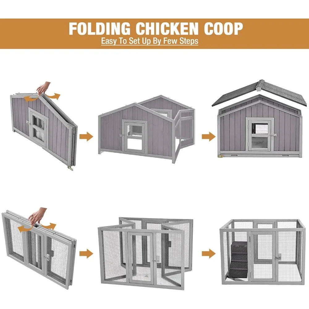 TANGXU Folding Chicken Coop Outdoor Hen House for 4-6 Chickens