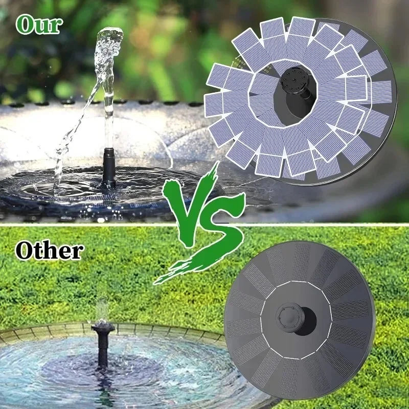 Outdoor Solar Fountain Pump With 6 Nozzles For Bird Bath