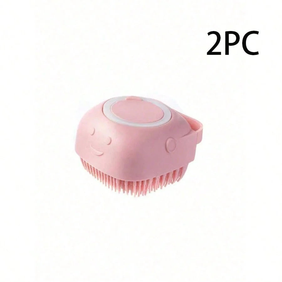 Silicone Pet Shampoo Brush With Dispenser For Dogs And Cats