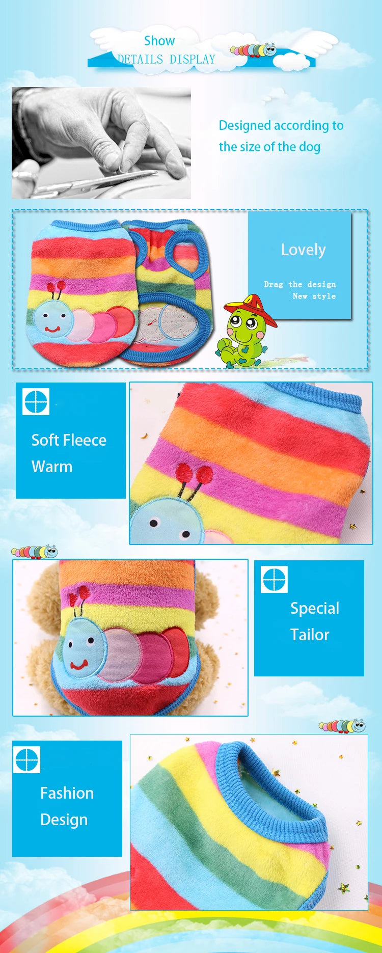 Cute Dog Winter Vest Soft Flannel Puffer Jacket For Dogs