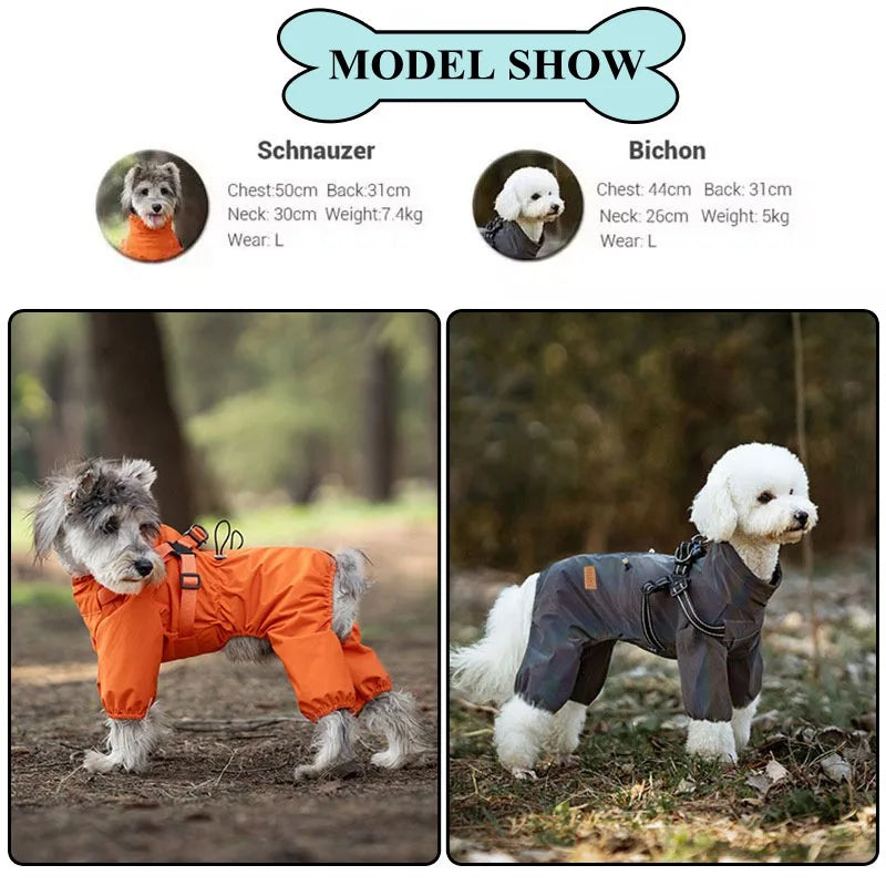 NONE Dog Raincoat With Harness Waterproof Jacket Reflective Strips