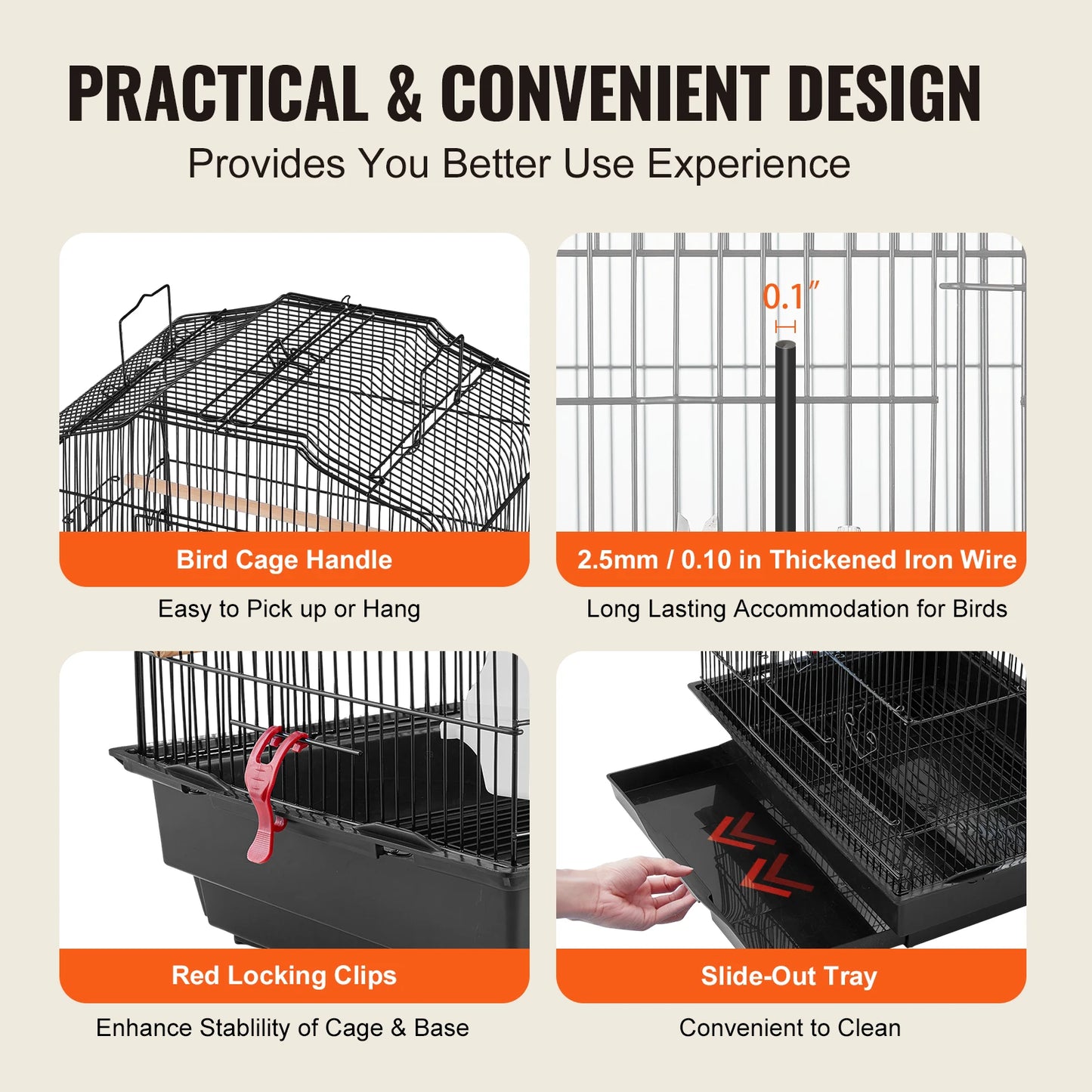 Open Top Large Parrot Bird Cage With Swing And Perch