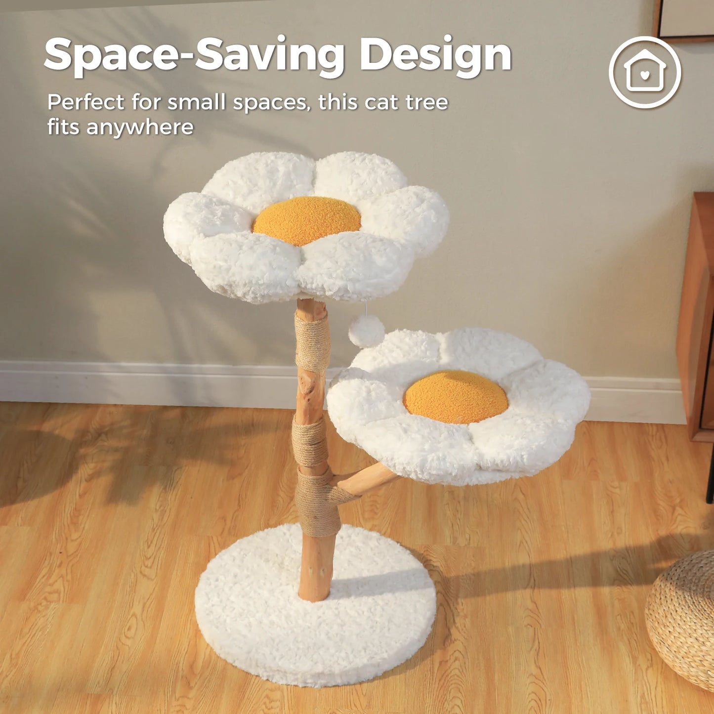 PAWZ Road Wood Cat Tree With Wicker Basket Bed and Sisal Posts
