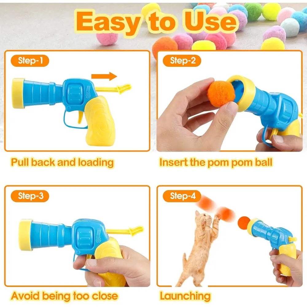 Cat Ball Launcher Toy For Interactive Play With Plush Balls