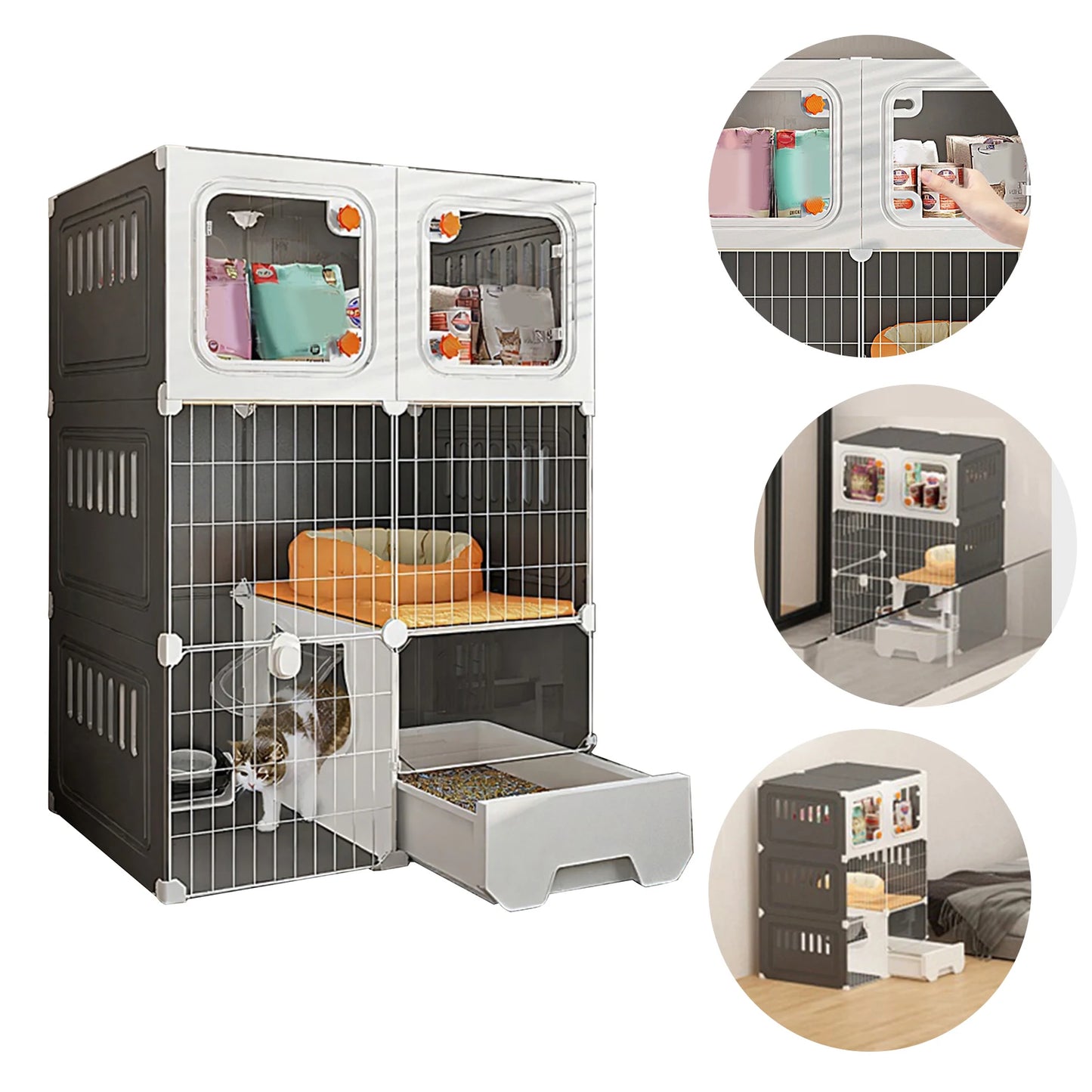 Indoor Cat Crate Catio With Bed DIY Metal Wire Kennel