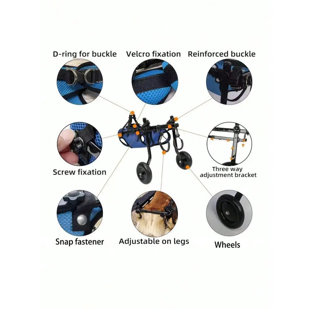 XMSJ Adjustable Lightweight Dog Wheelchair With Rear Leg Support