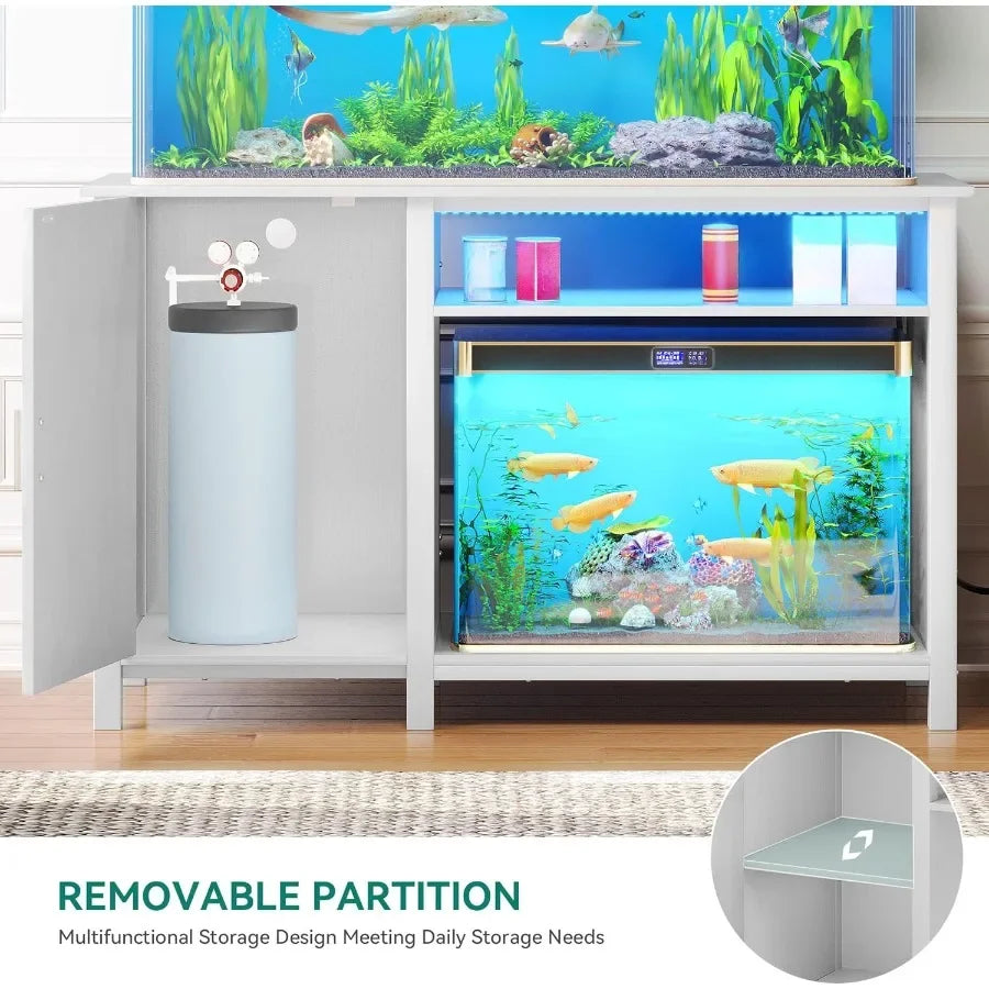 YITAHOME Aquarium Stand With Power Outlets RGB Light