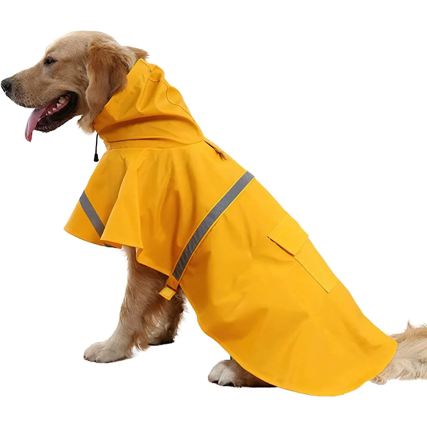 Hign-concerned Dog Hooded Raincoat Reflective Cape Style PU