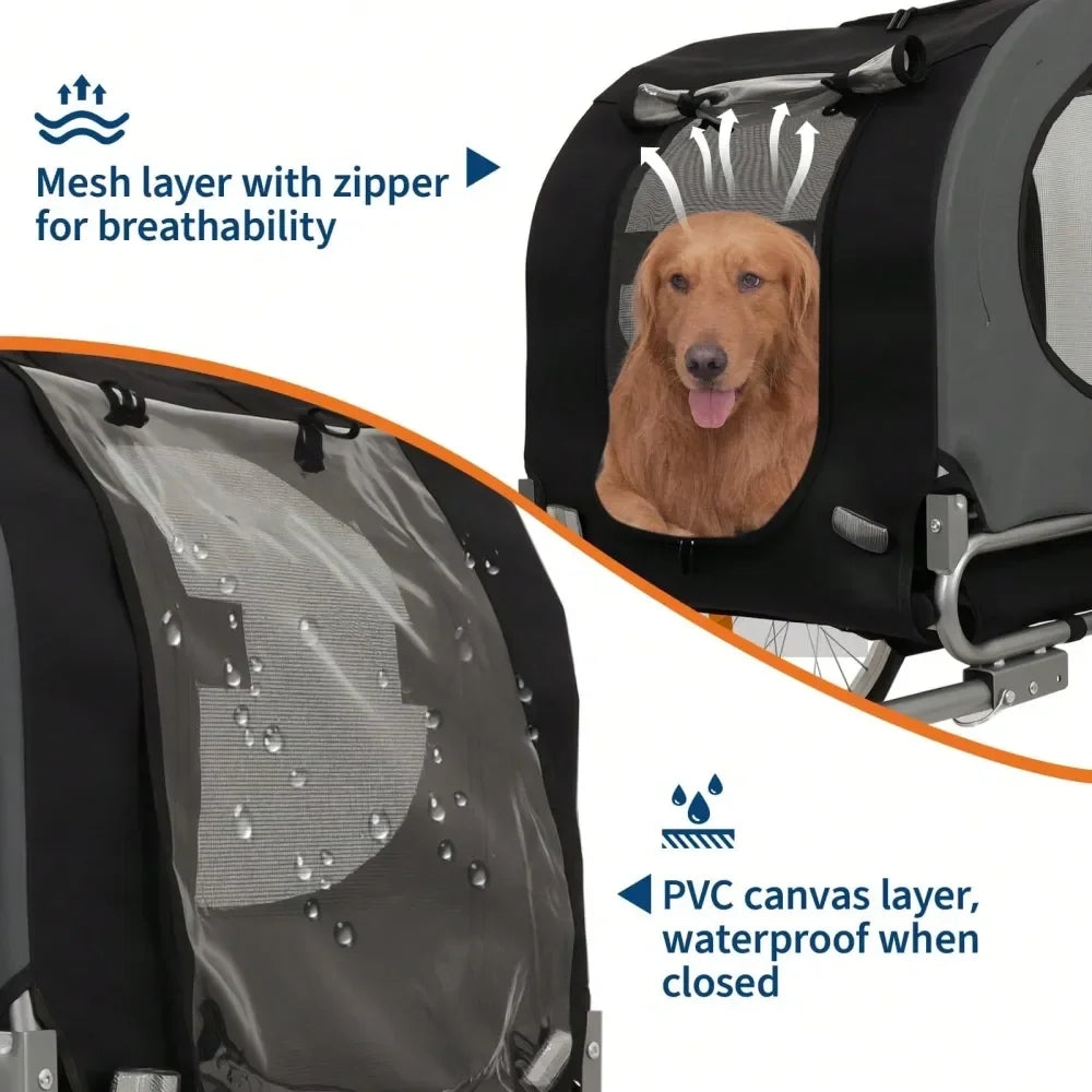 XMSJ Dog Bike Trailer With Quick Release Wheels For Pets