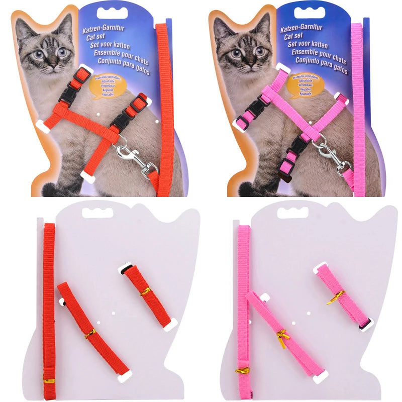 Adjustable Cat Collar Harness Leash Set Nylon For Cats