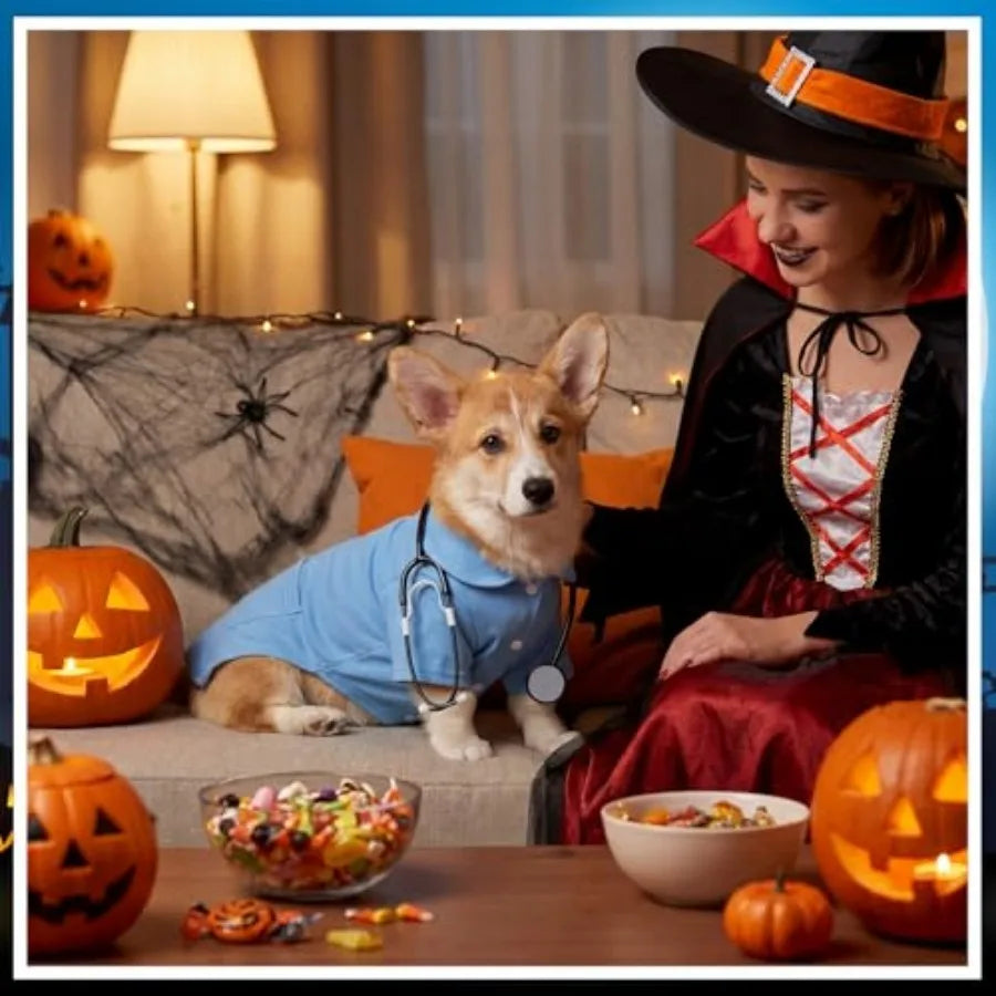 Pet Doctor Costume With Stethoscope Nurse Outfit For Dogs And Cats