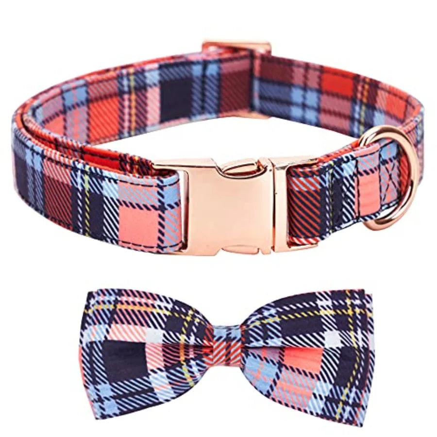Adjustable Bow Tie Dog Collar With Printed Cute Pattern