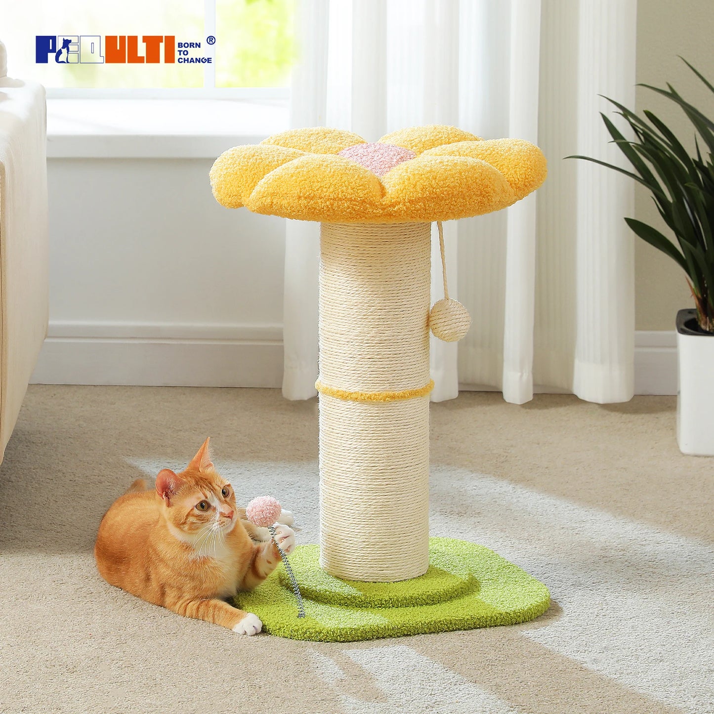 PEQULTICN Flower Cat Scratching Post Indoor Cat Tree