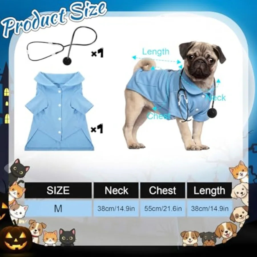 Pet Doctor Costume With Stethoscope Nurse Outfit For Dogs And Cats