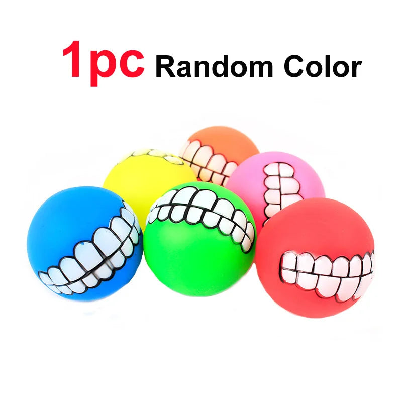 Rubber Squeaky Dog Toy Bite Resistant Chew Ball for Puppies