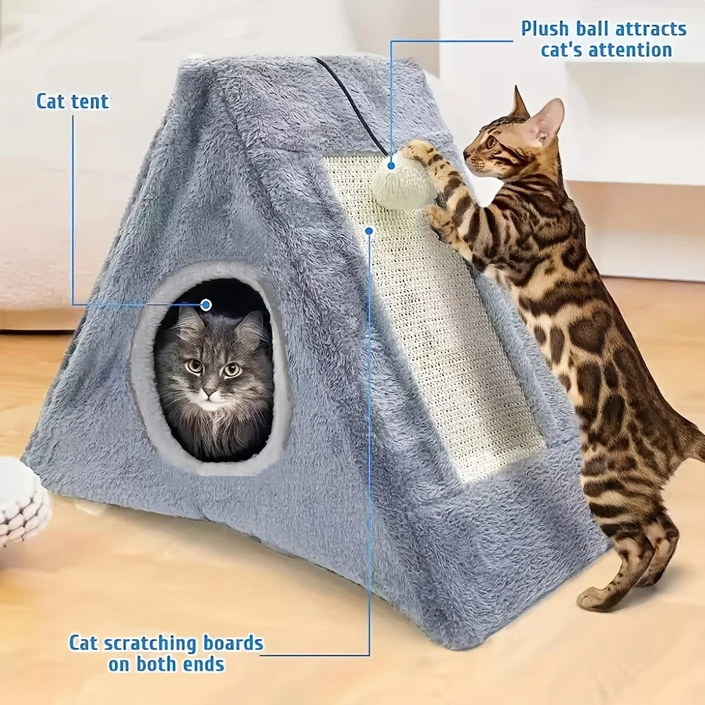 Zhejiang PremiumQuality Ultracozy Cat Bed With Plush BallToy ScratchingBoard Deluxe