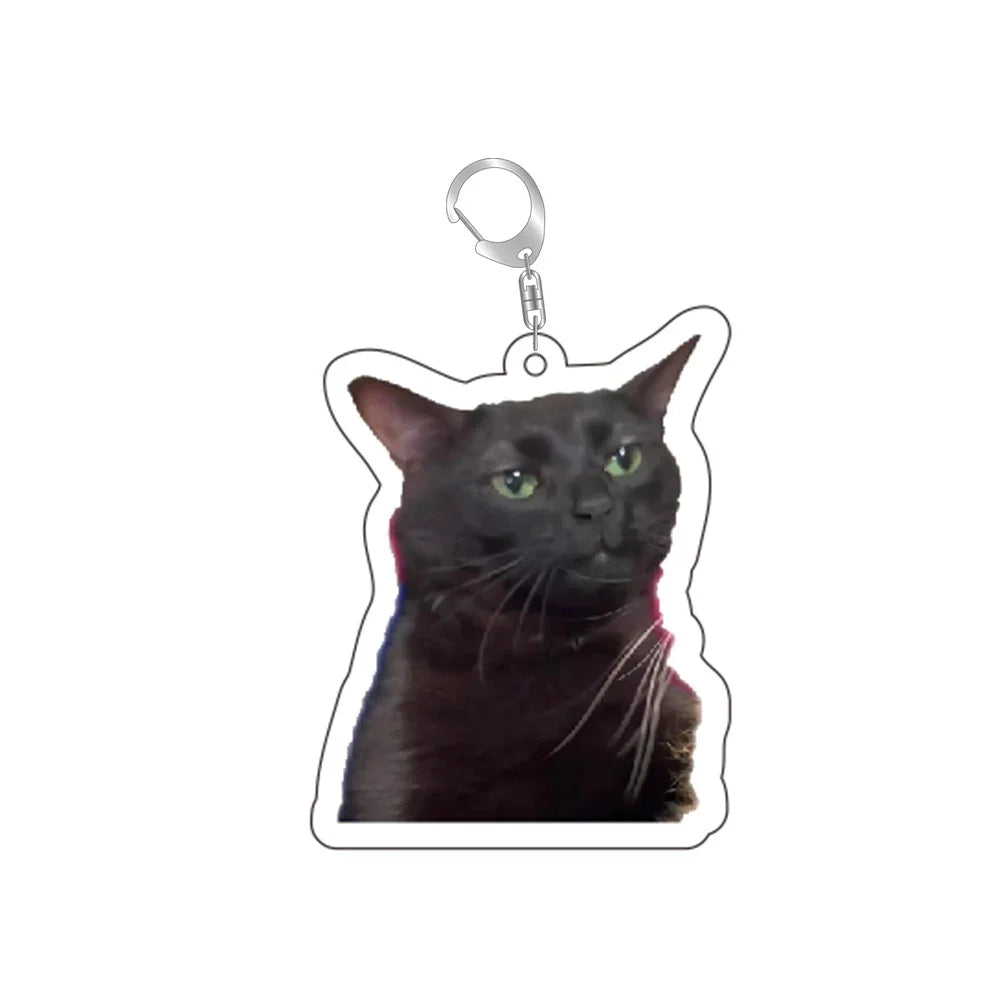 Button Bread Popping Cat Meow Meme Keychain Pendant