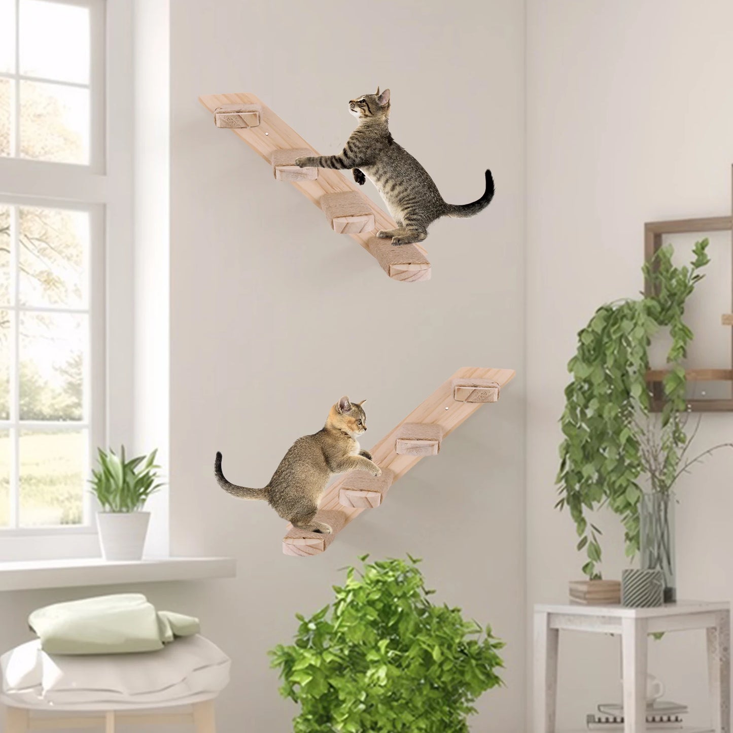 Wall Mounted Cat Climbing Shelf Four Step Perch For Cats