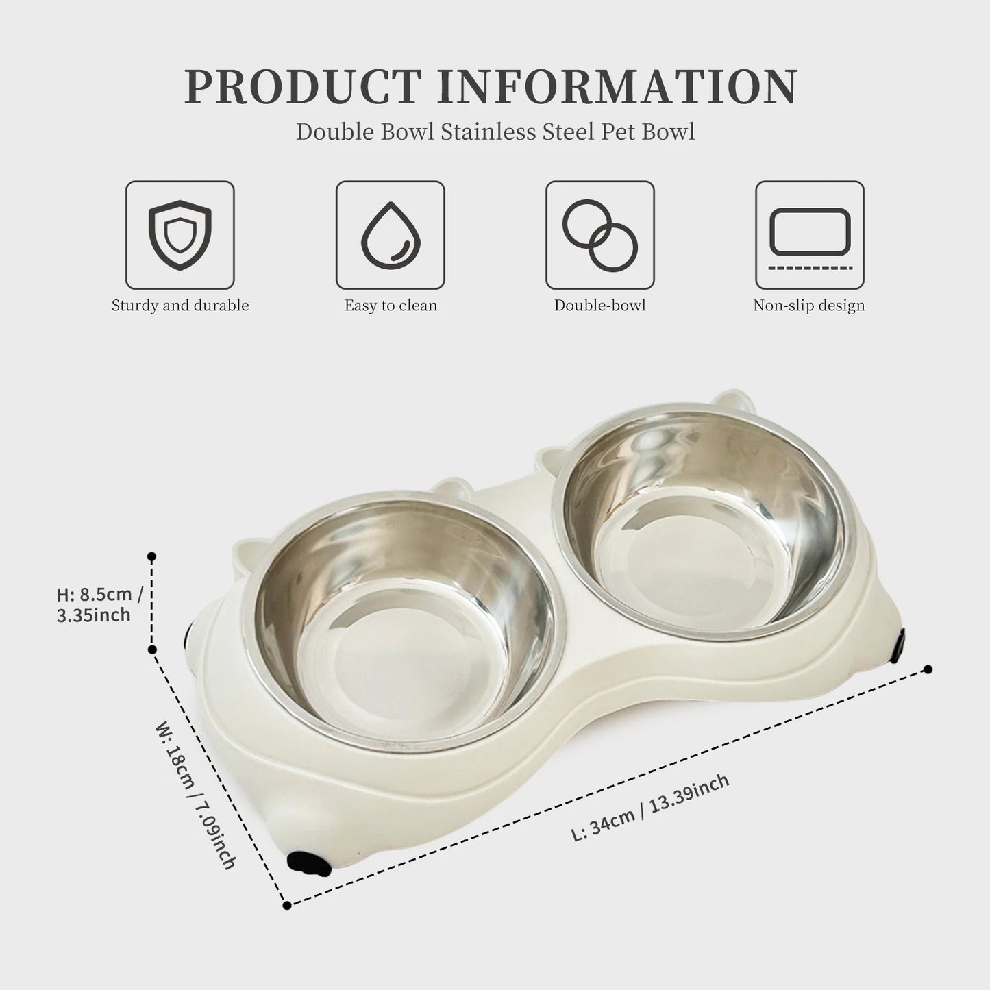 Non Slip Stainless Steel Pet Food Bowl With Detachable Bowls