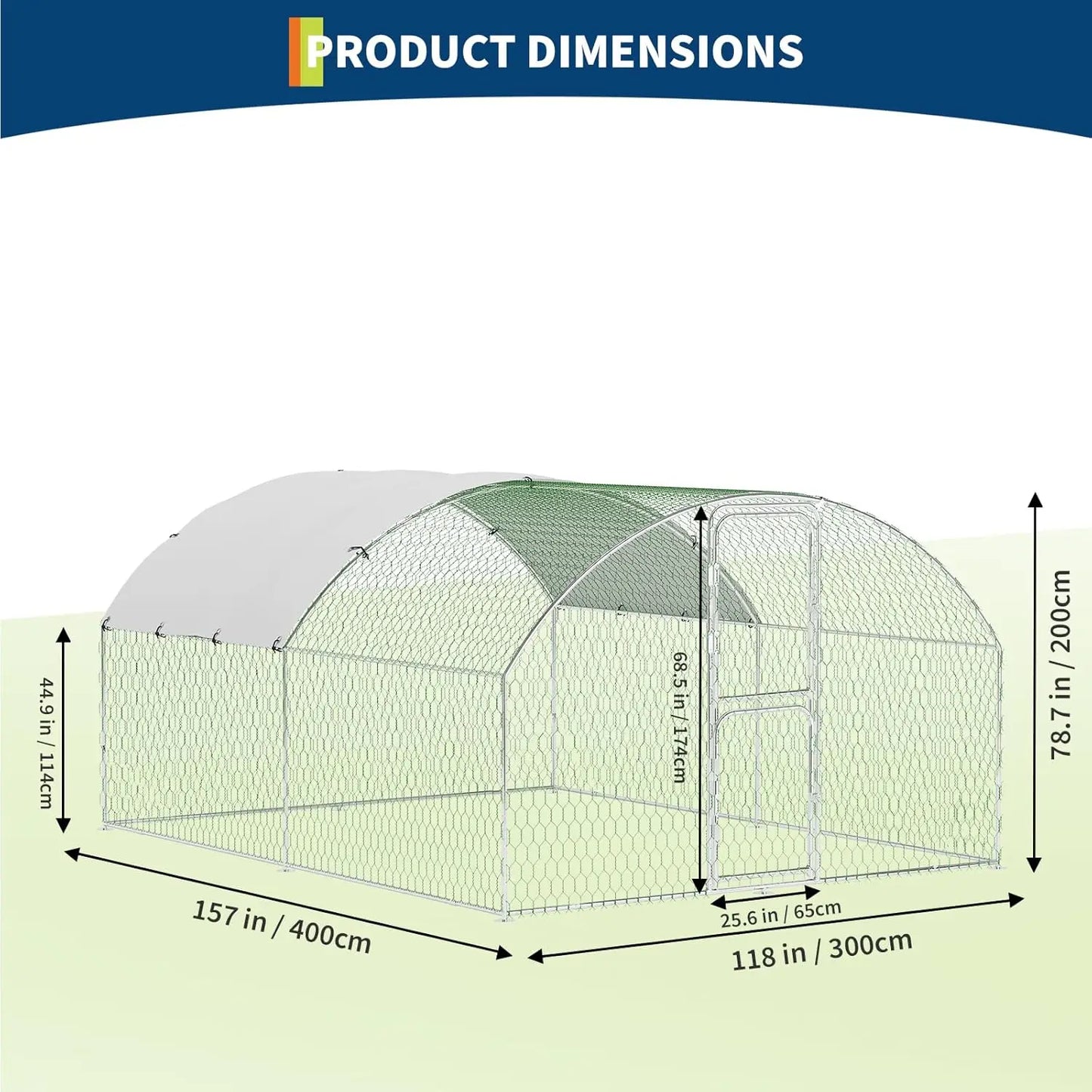 HiMISS Dome Walk In Chicken Coop With Anti UV Cover