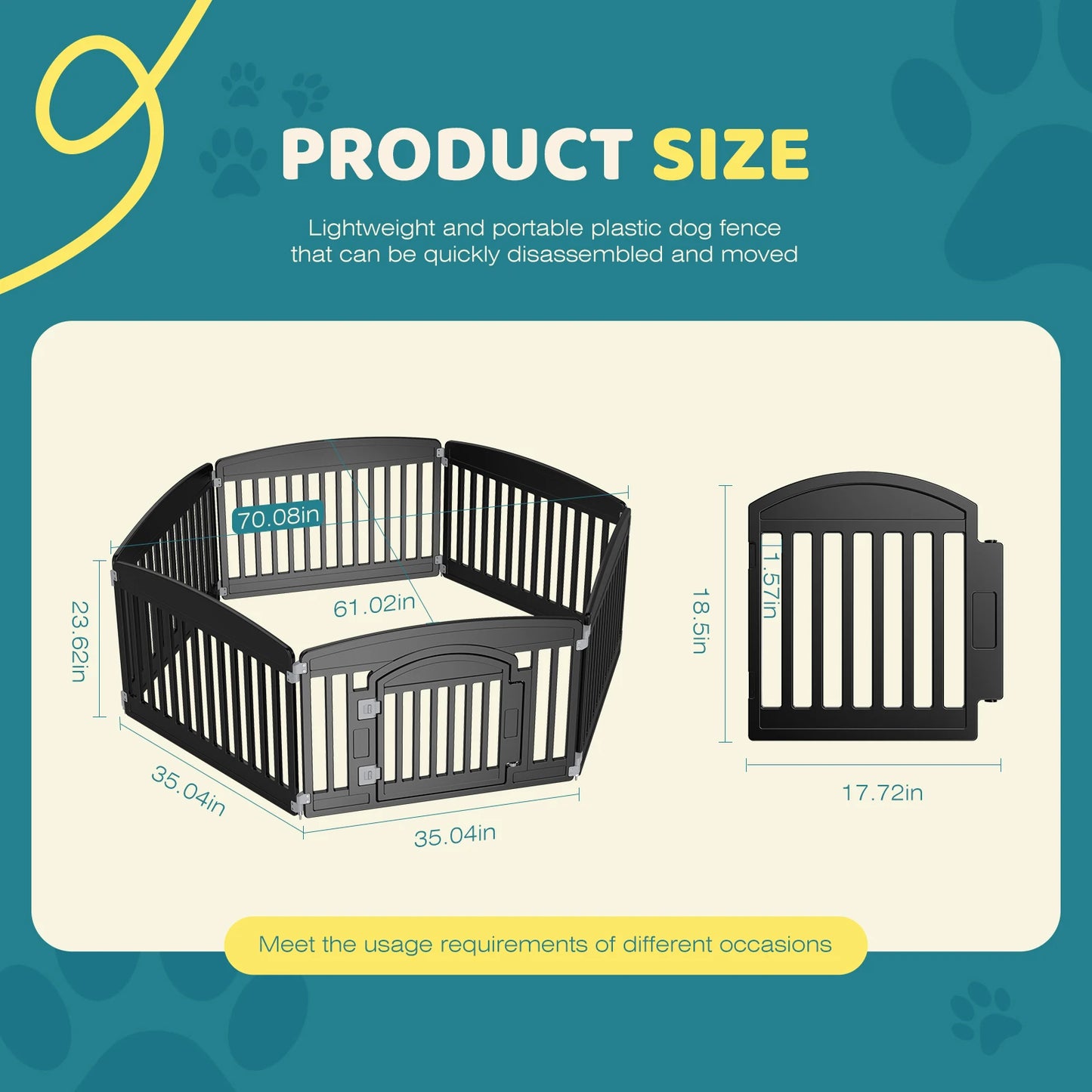 JHK Plastic Dog Playpen Expandable Durable Pet Fence Indoor Outdoor