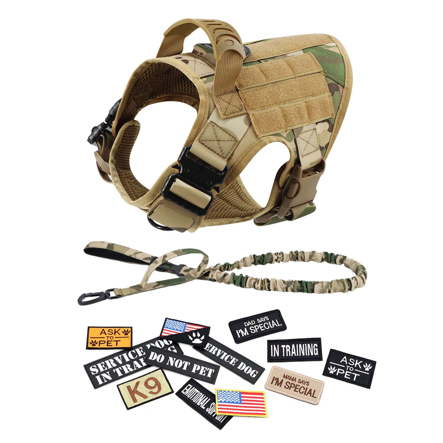 Petravel Military Dog Harness Vest Kit With Leash And Patches