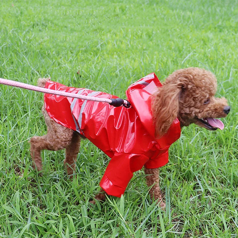 Waterproof Dog Raincoat With Hood PU Material For Dogs And Cats