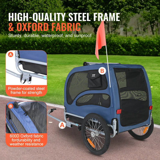 Pet Bicycle Trailer Carrier 100 Lb Capacity With Coupler
