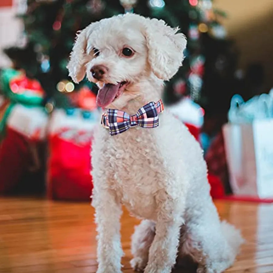 Adjustable Bow Tie Dog Collar With Printed Cute Pattern