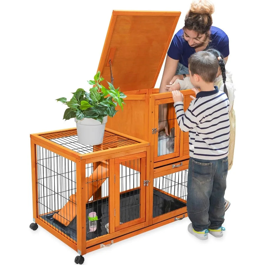 Guangdong Wooden Rabbit Cage On Wheels