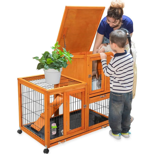 Guangdong Wooden Rabbit Cage On Wheels