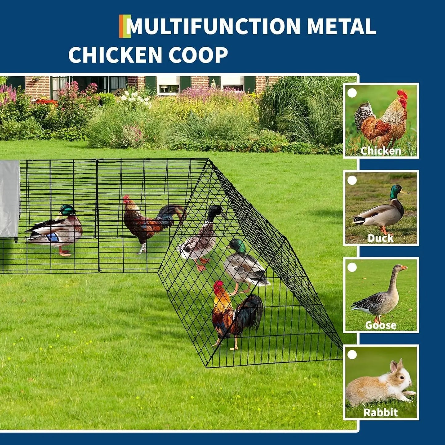 TWISTER.CK Metal Chicken Coop With Run And Tunnels